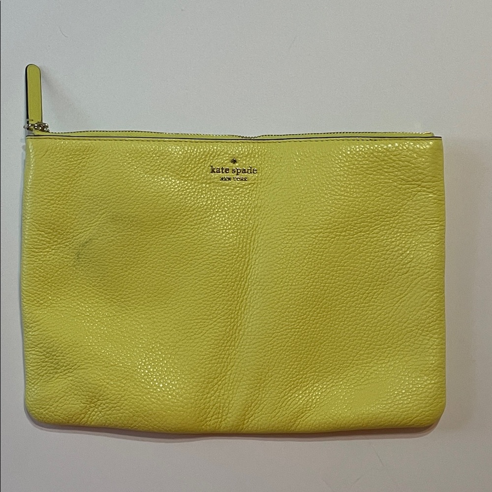 Kate Spade Butter Yellow Soft Leather Clutch x Pouch